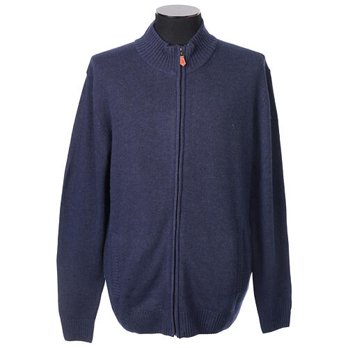 Chaqueta con cremallera In Primis azul tallas grandes 10% cachemira 40% lana merino 1