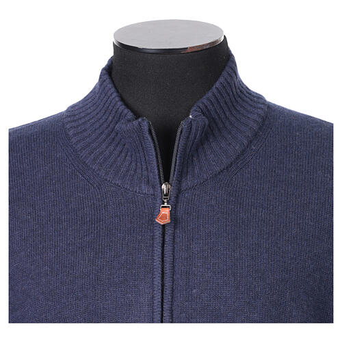 Blouson avec fermeture éclair In Primis bleu grandes tailles 10% cachemire 40% laine mérinos 2