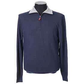 In Primis blue trucker pullover, 10% cashmere, 40% merino wool