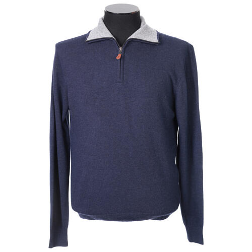 Pullover In Primis mod camionista blu 10% cashmere 40% lana merino 1
