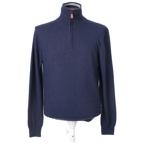 Pulôver In Primis gola de caminhoneiro azul 10% caxemira 40% lã merino 2