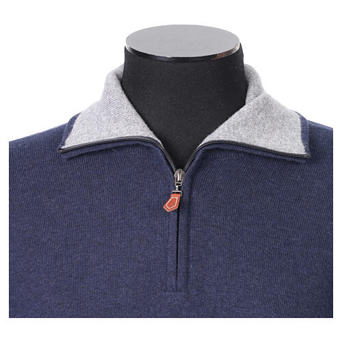 Pulôver In Primis gola de caminhoneiro azul 10% caxemira 40% lã merino 3