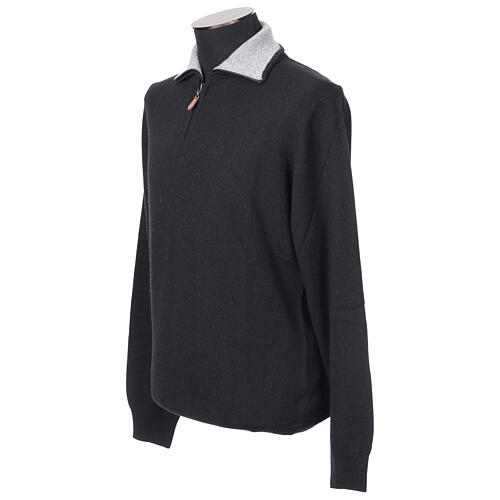 Pull camionneur noir In Primis 10% cachemire 40% laine mérinos 2