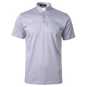 Camiseta polo gris claro CocoCler cuello clergy 100% algodón hilo de Escocia manga corta
