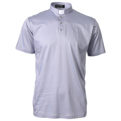 Camiseta polo gris claro CocoCler cuello clergy 100% algodón hilo de Escocia manga corta 1