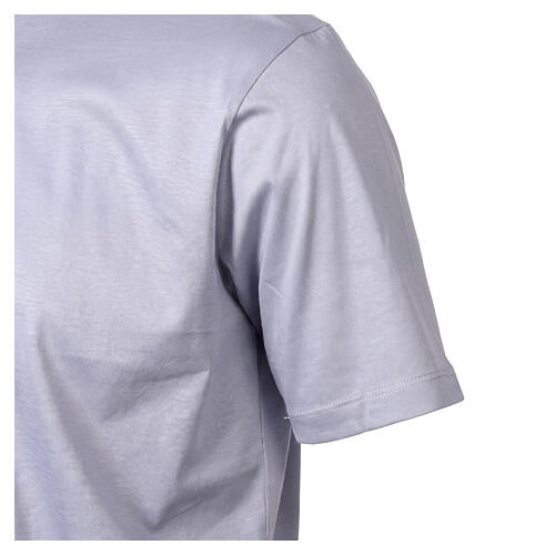 Camiseta polo gris claro CocoCler cuello clergy 100% algodón hilo de Escocia manga corta 5