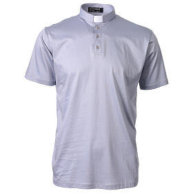 Polo grigio chiaro CocoCler collo clergy 100% cotone filo di Scozia manica corta