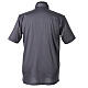 Short-sleeved Clergy collar polo shirt by CocoCler in dark grey lisle-like piqué imperial s5
