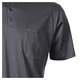 Polo manica corta collo clergy CocoCler grigio scuro simil Scozia Piquet imperial
