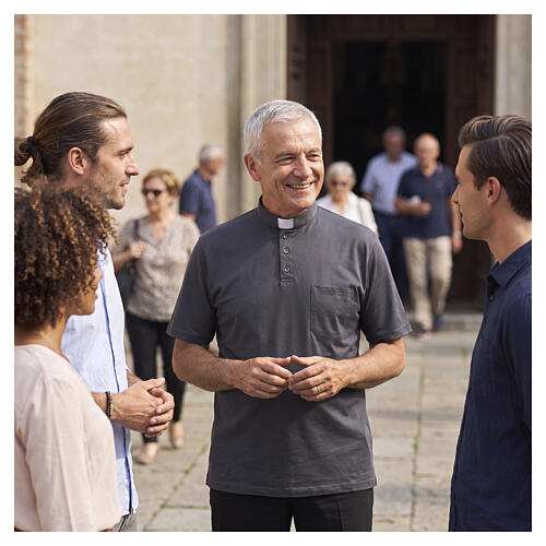 Short sleeve clergy collar polo CocoCler dark gray Scotland-like Imperial Piquet 2