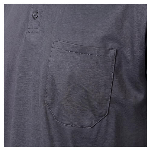 Short sleeve clergy collar polo CocoCler dark gray Scotland-like Imperial Piquet 4