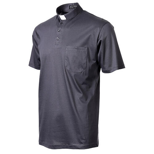 Short sleeve clergy collar polo CocoCler dark gray Scotland-like Imperial Piquet 5