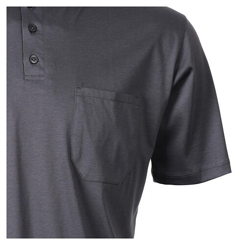 Short sleeve clergy collar polo CocoCler dark gray Scotland-like Imperial Piquet 7