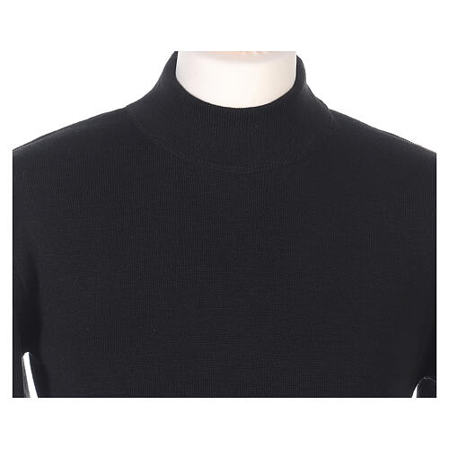 Pull noir col haut soeur jersey simple 50% laine mérinos 50% acrylique In Primis 2