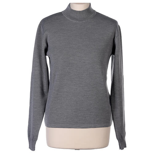 Turtleneck pearl grey sweater In Primis for nuns, plain fabric, 50% merino wool 50% acrylic 1