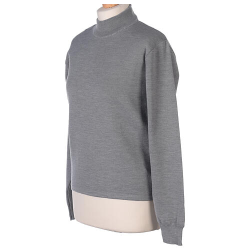 Turtleneck pearl grey sweater In Primis for nuns, plain fabric, 50% merino wool 50% acrylic 3