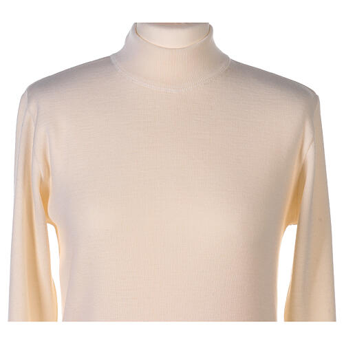 Pull blanc col haut soeur jersey simple 50% laine mérinos 50% acrylique In Primis 2