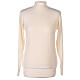 Pull blanc col haut soeur jersey simple 50% laine mérinos 50% acrylique In Primis s1