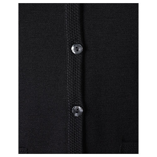 Sleeveless black cardigan In Primis for nuns, V-neck and pockets, 50% merino wool 50% acrylic 4
