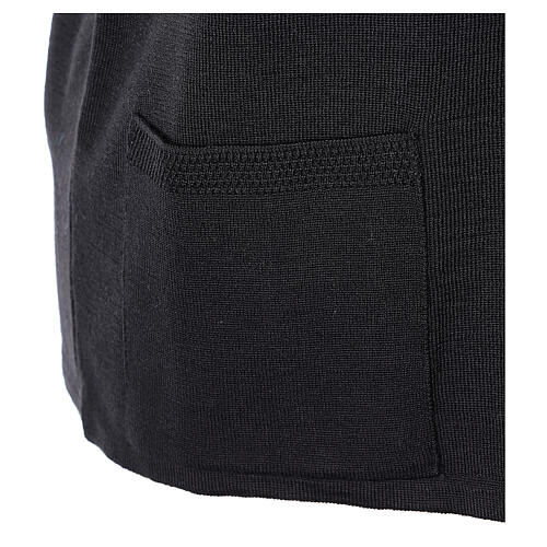 Sleeveless black cardigan In Primis for nuns, V-neck and pockets, 50% merino wool 50% acrylic 5