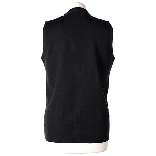 Sleeveless black cardigan In Primis for nuns, V-neck and pockets, 50% merino wool 50% acrylic 6