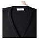 Sleeveless black cardigan In Primis for nuns, V-neck and pockets, 50% merino wool 50% acrylic s7