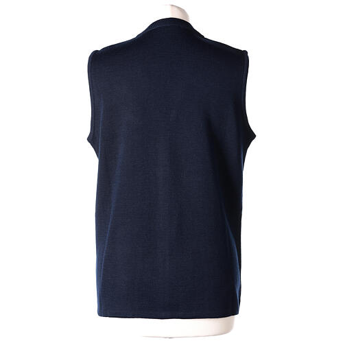 Sleeveless blue cardigan In Primis for nuns, V-neck and pockets, 50% merino wool 50% acrylic 6