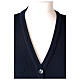 Sleeveless blue cardigan In Primis for nuns, V-neck and pockets, 50% merino wool 50% acrylic s2