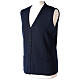 Sleeveless blue cardigan In Primis for nuns, V-neck and pockets, 50% merino wool 50% acrylic s3