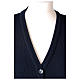 Blue V-neck sleeveless nun cardigan with pockets 50% acrylic 50% merino wool In Primis s2