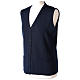 Blue V-neck sleeveless nun cardigan with pockets 50% acrylic 50% merino wool In Primis s3