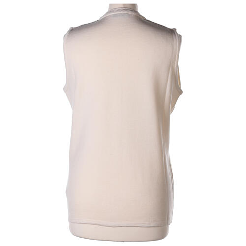 Sleeveless white cardigan In Primis for nuns, V-neck and pockets, 50% merino wool 50% acrylic 6