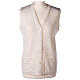 Sleeveless white cardigan In Primis for nuns, V-neck and pockets, 50% merino wool 50% acrylic s1