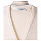 Gilet blanc pour soeur avec poches col en V 50% acrylique 50% laine mérinos In Primis s7
