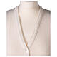 White V-neck sleeveless nun cardigan with pockets 50% acrylic 50% merino wool In Primis s2