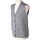 Sleeveless pearl grey cardigan In Primis for nuns, V-neck and pockets, 50% merino wool 50% acrylic s3