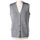Grey V-neck sleeveless nun cardigan with pockets 50% acrylic 50% merino wool In Primis s1