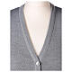 Grey V-neck sleeveless nun cardigan with pockets 50% acrylic 50% merino wool In Primis s2