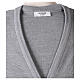 Grey V-neck sleeveless nun cardigan with pockets 50% acrylic 50% merino wool In Primis s7