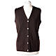 Gilet marron pour soeur avec poches col en V 50% acrylique 50% laine mérinos In Primis s1