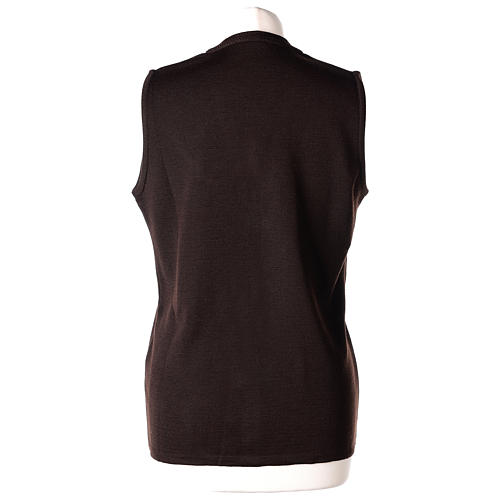 Gilet suora marrone con tasche collo a V 50% acrilico 50% lana merino In Primis 6