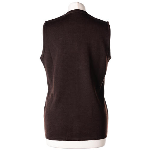 Gilet suora marrone con tasche collo a V 50% acrilico 50% lana merino In Primis 6