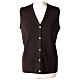 Gilet suora marrone con tasche collo a V 50% acrilico 50% lana merino In Primis s1