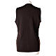 Brown V-neck sleeveless nun cardigan with pockets 50% acrylic 50% merino wool In Primis s6