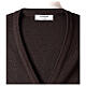 Brown V-neck sleeveless nun cardigan with pockets 50% acrylic 50% merino wool In Primis s7