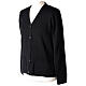 Black nun cardigan In Primis, V-neck and pockets, plain fabric, 50% merino wool 50% acrylic s3