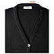 Black nun cardigan In Primis, V-neck and pockets, plain fabric, 50% merino wool 50% acrylic s7