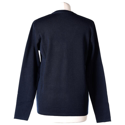 Blue nun cardigan In Primis, V-neck and pockets, plain fabric, 50% merino wool 50% acrylic 6