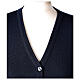 Blue nun cardigan In Primis, V-neck and pockets, plain fabric, 50% merino wool 50% acrylic s2