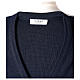 Casaco de malha azul decote em V para freira com bolsos, 50% acrílico e 50% lã de merino, linha "In Primis" s7
